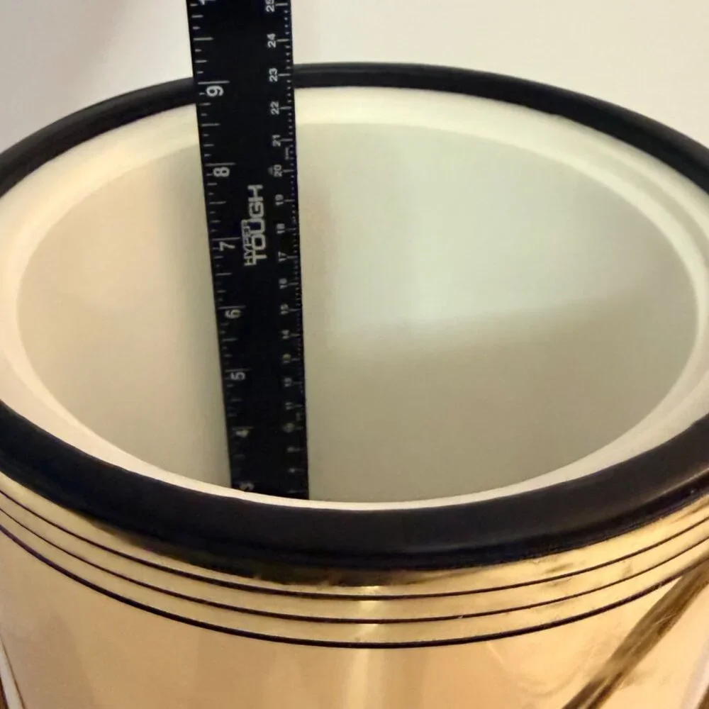 Vintage Kraftware Ice Bucket Gold Foil Tall MCM Regency Barware Clear Lid Retro